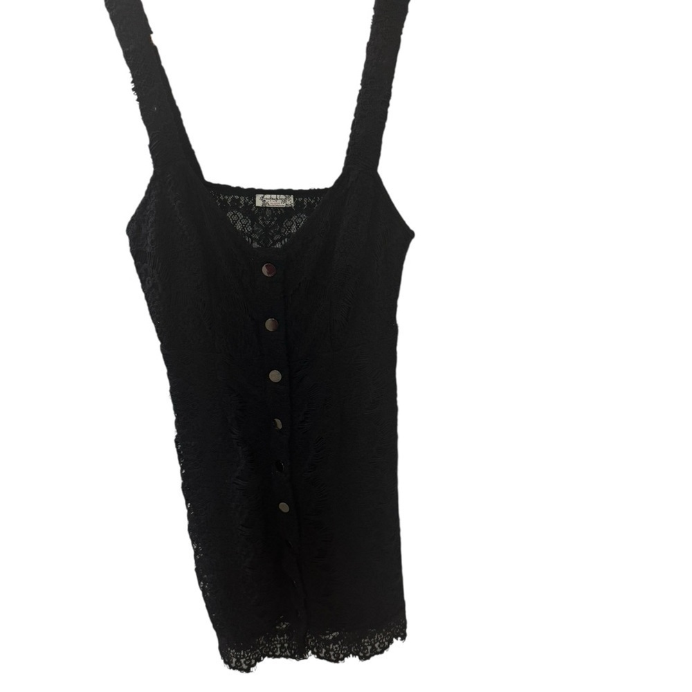 Intimately Free People Black Lace Mini Dress Sleeveless with Front Snaps Size XS